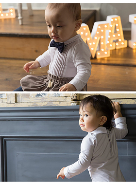 MARLMARL宝宝西装男童小礼服外出连体服衬衫领结上衣bodysuits0