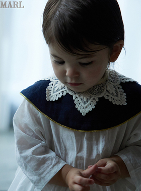 MARLMARL宝宝围兜婴儿口水巾围嘴女童周岁中国限定merci01天玑蓝