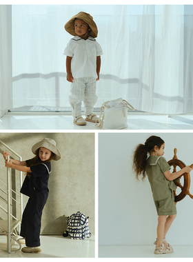 MARLMARL男女宝儿童短袖衬衫休闲衣抗沾湿海军风paddle shirts