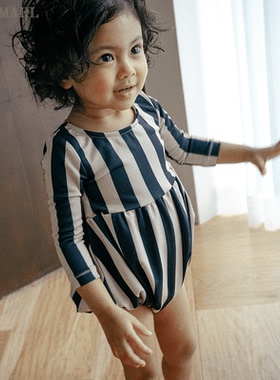 MARLMARL泳衣儿童女孩条纹长袖泳衣连体分体泳装新swimwear03