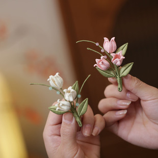 中式衣服扣针装饰品铃兰花朵胸针西装女非遗缠花胸花紫色毛衣别针