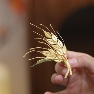 黄色麦穗胸针男士西装闺蜜胸花缠花衣服别针改磁吸毛衣扣针装饰品