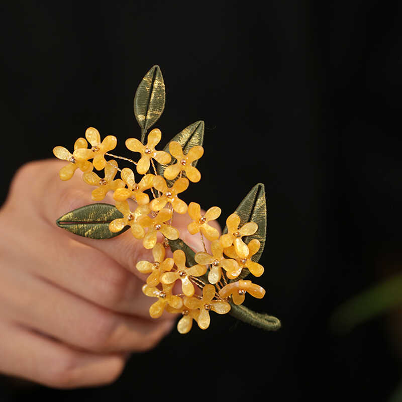 国风中秋桂花缠花胸针女衣服装饰