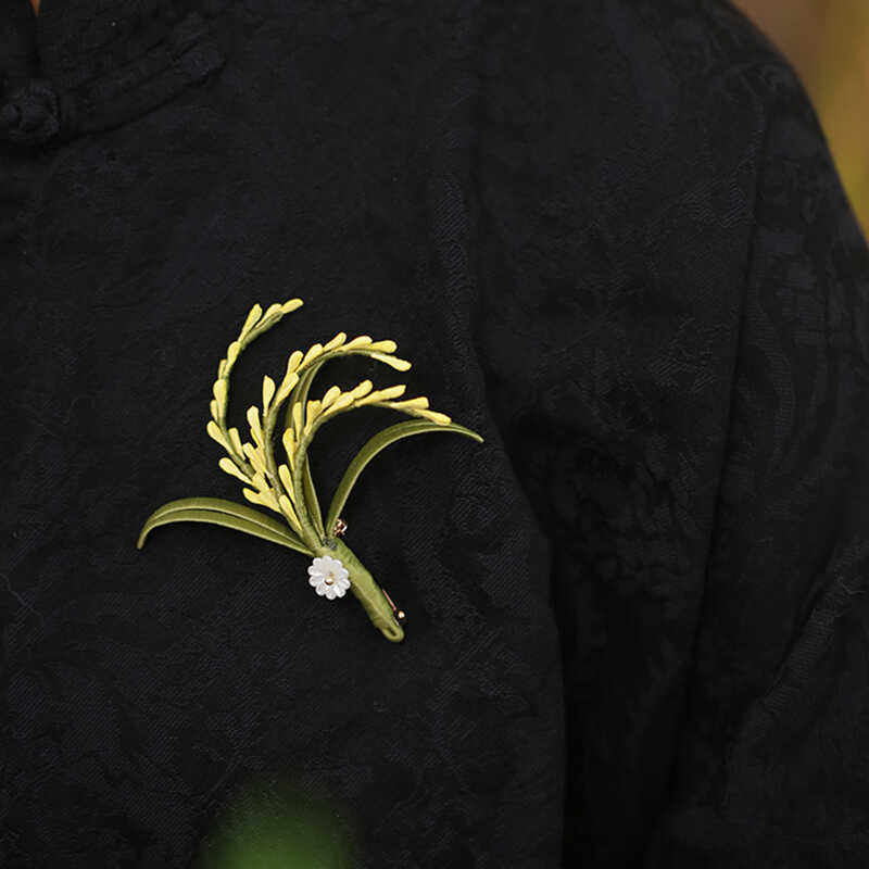 麦穗中国风胸针设计感小众缠花胸花森系别针装饰衣服扣针旗袍配饰