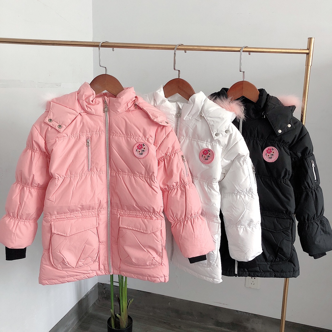 反季 包邮中大童130-165码女童女生 中长款冬季可脱帽 羽绒服90绒