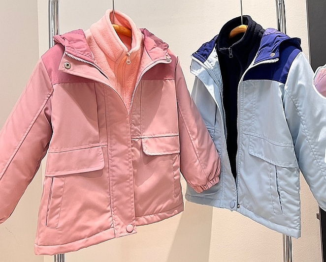 包邮2合1套装春秋冬保暖薄棉服+摇粒绒开衫男童女宝连帽加厚外套