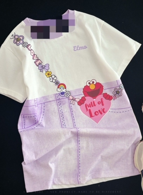 包邮120～160码夏季新款女童卡通印花连衣裙子卡通休闲短袖T恤裙