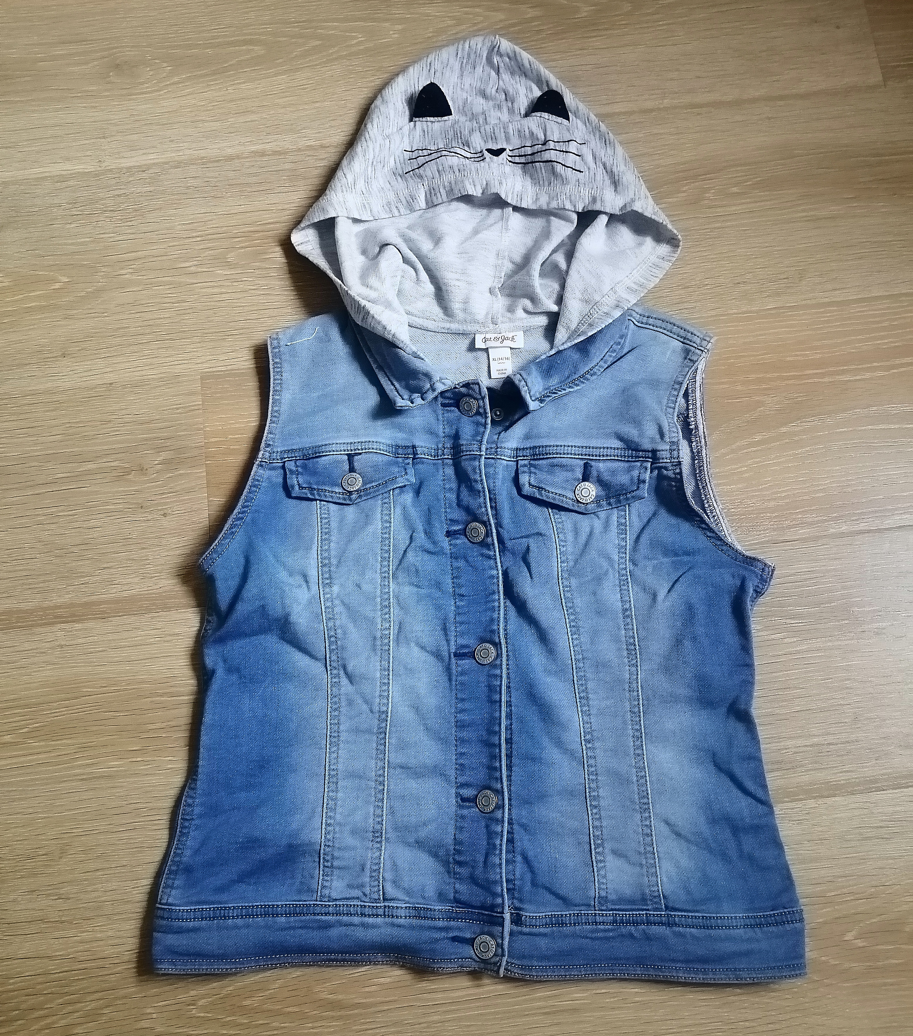 包邮春秋季冬季男童牛仔马甲连帽摇粒绒马甲背心坎肩