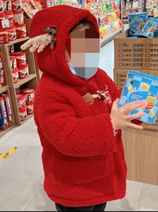 可爱麋鹿圣诞连帽棉服换季清仓包邮女宝女童装冬季 外套加绒棉袄