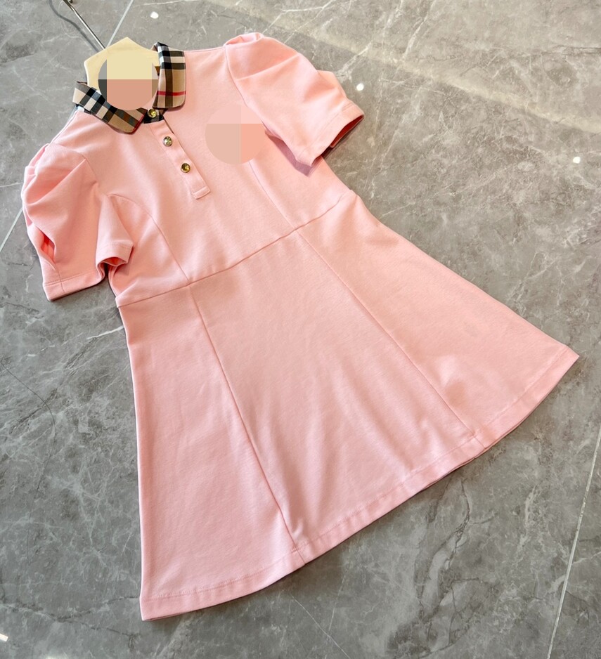 亏本清仓包邮样品夏季女童裙子女宝学院风polo领泡泡短袖连衣裙