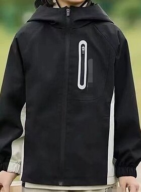 包邮春秋男童装女宝宝连帽拼色外套冲锋衣防风防雨原旦夹克上衣