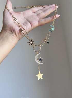【星月神话】早秋新款星月流苏项链高级感小众设计锁骨链毛衣链女