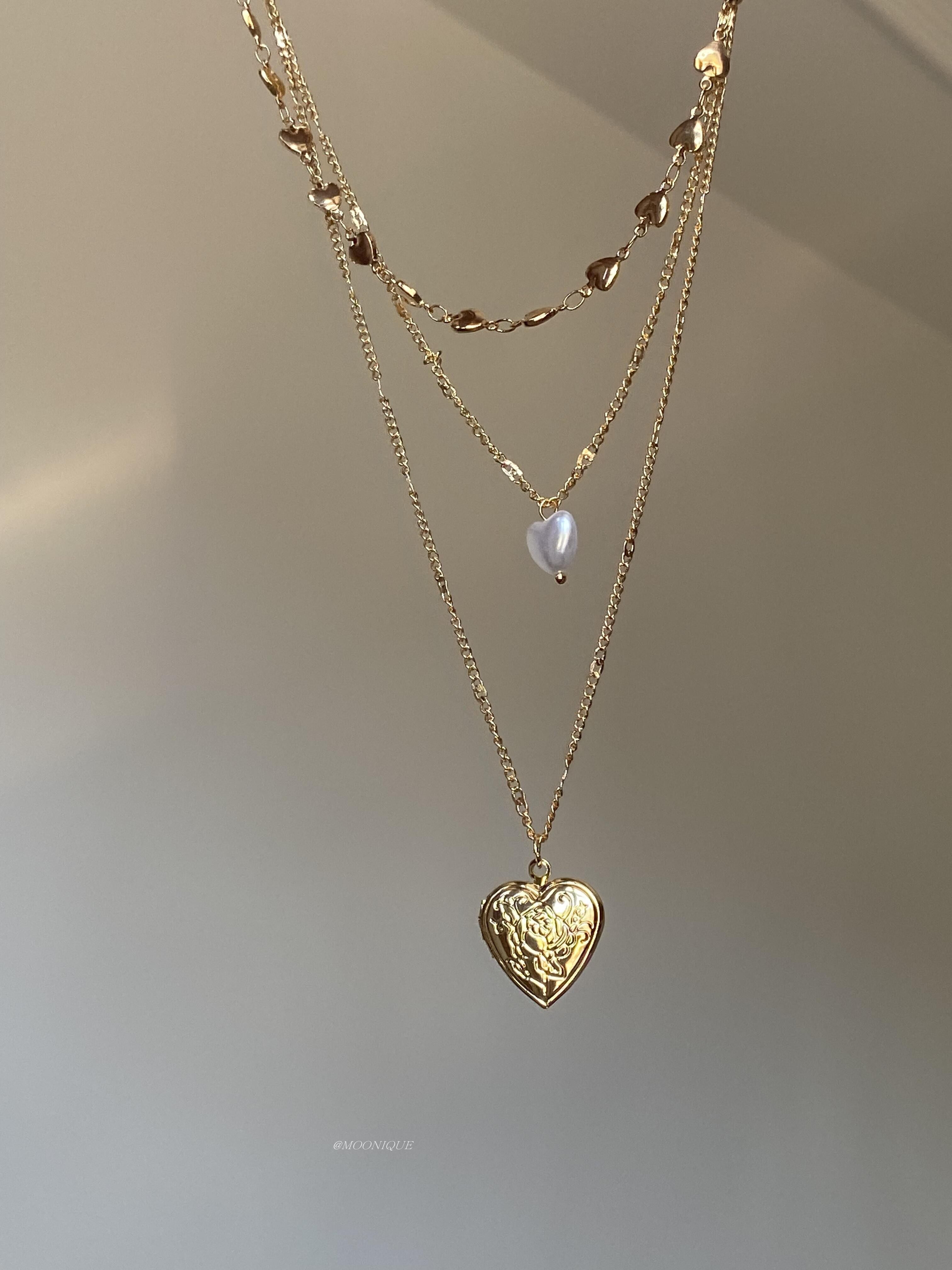 2-Layer Heart Locket Necklace with Openable Pendant - Taobao product photo 4