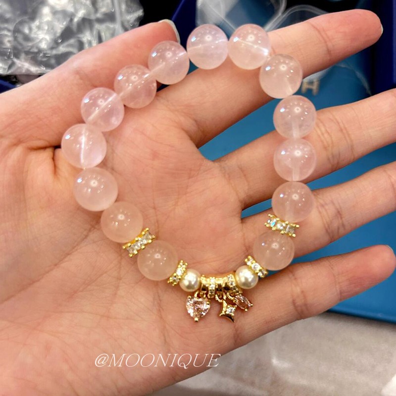 金粉世家~天然粉水晶手串女招桃花转运粉水晶手链旺人缘净化磁场