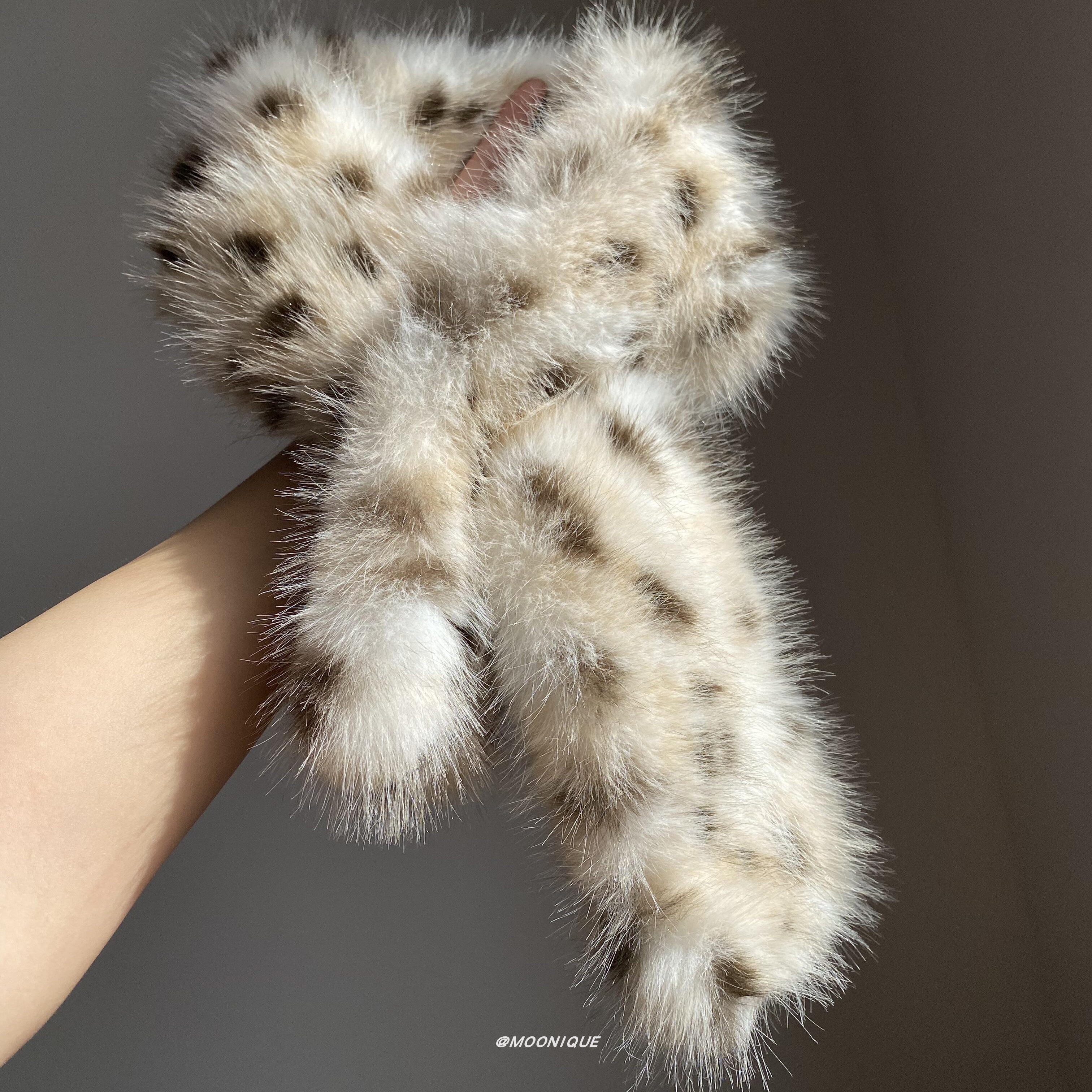 韩版软糯不扎人豹纹仿皮草围巾女秋冬氛围感时尚保暖加厚护颈围脖