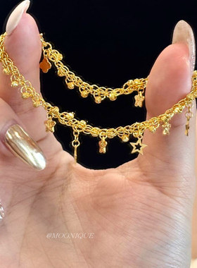 千金风金色蕾丝星星手链复古精致小众高级感手饰甜美少女百搭手环