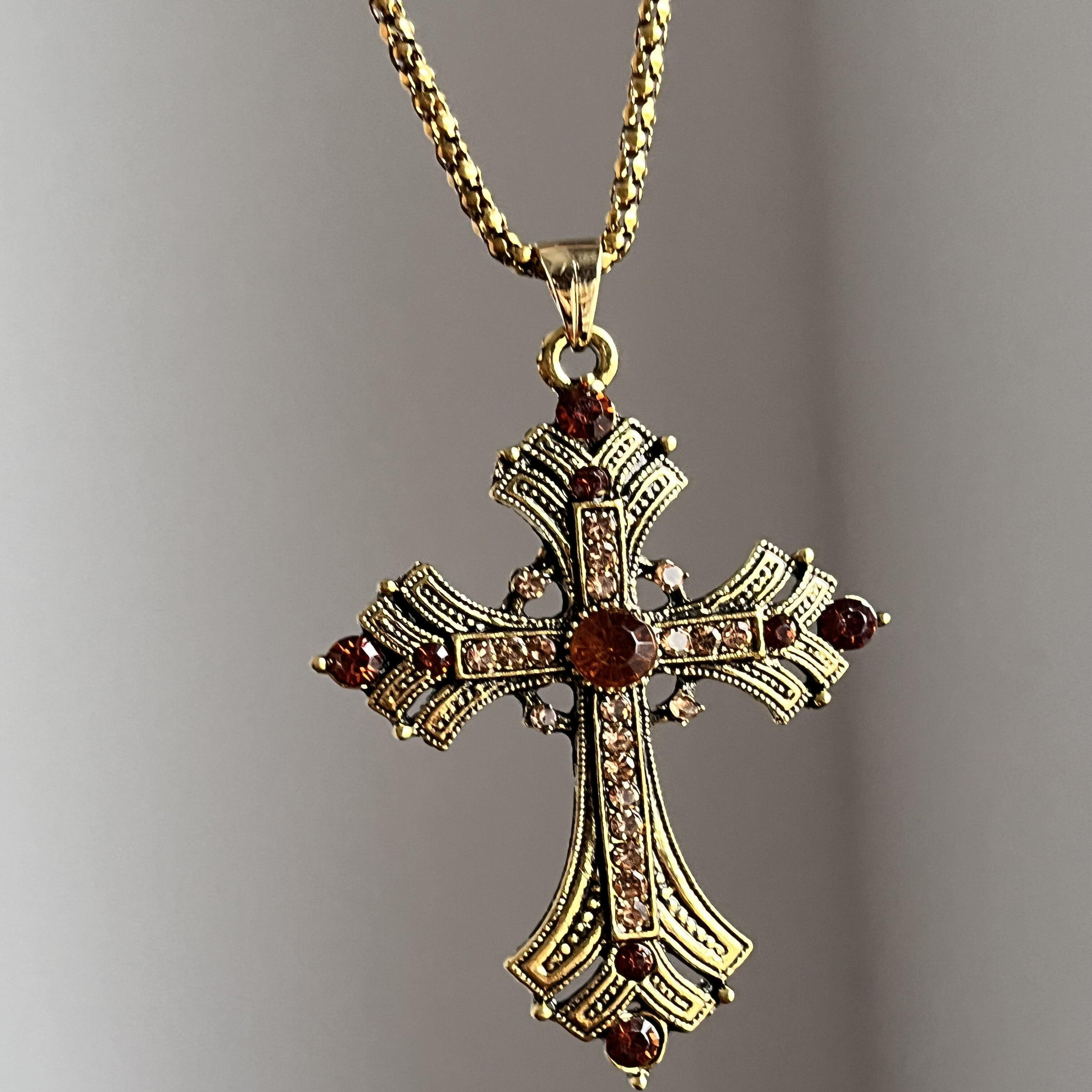 重工大十字架吊坠项链哥特暗黑少女Y2K亚潮配饰lolita甜酷毛衣链