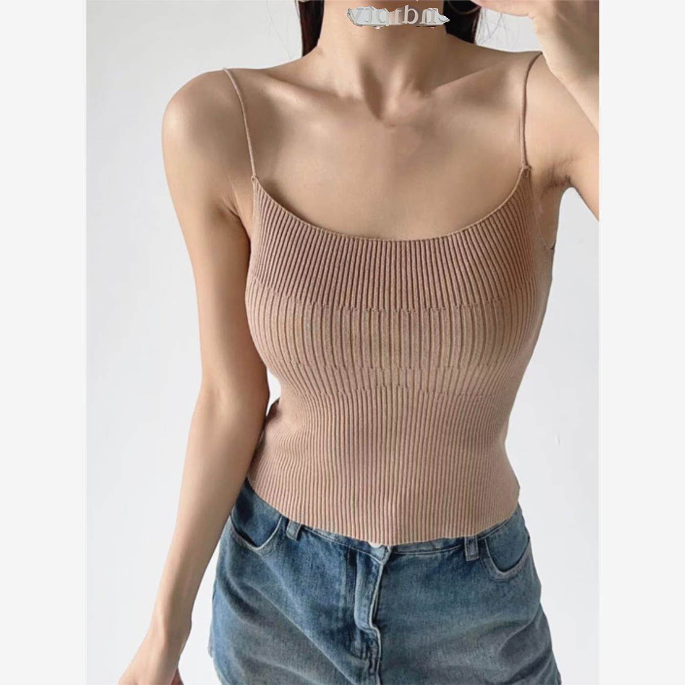 夏季新纯色针织背心妇女