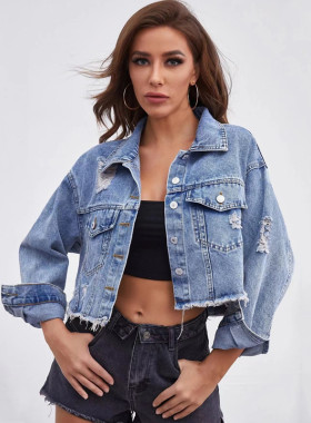 2024 Fashion jeans women coat  leisure denim tops overcoat女