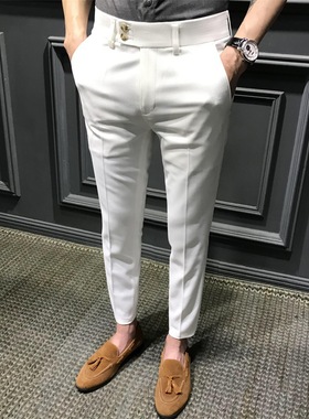 Fabulous Ninth Trousers Slim Fit Men Suit Pants Formal Poe