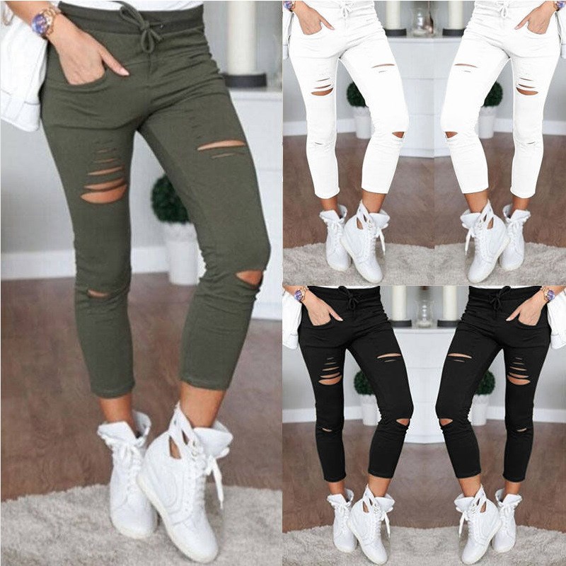 ld European and American Popular Women's Jeans Leggings Hole 女装/女士精品 牛仔裤 原图主图