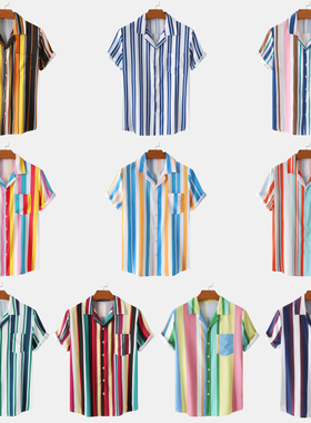 beach shirt hawaiian shirt summer shirts for men cotton T恤