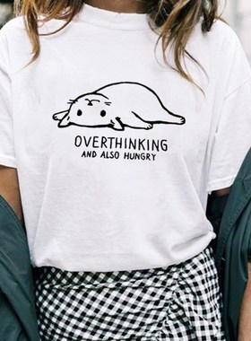 Overthinking and Also Hungry Cat Not Today Cat Graphic Tees