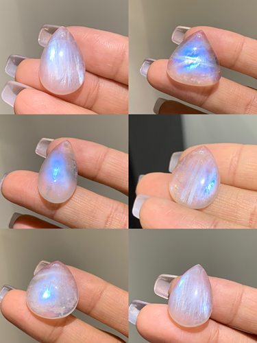 小灯泡！天然高品蓝月光石挂件月光石吊坠一物一图水晶送女生