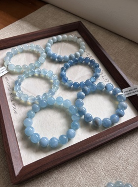 福利清仓/天然海蓝宝魔鬼蓝黑爆闪圣蓝创造力勇气三月生辰石礼物