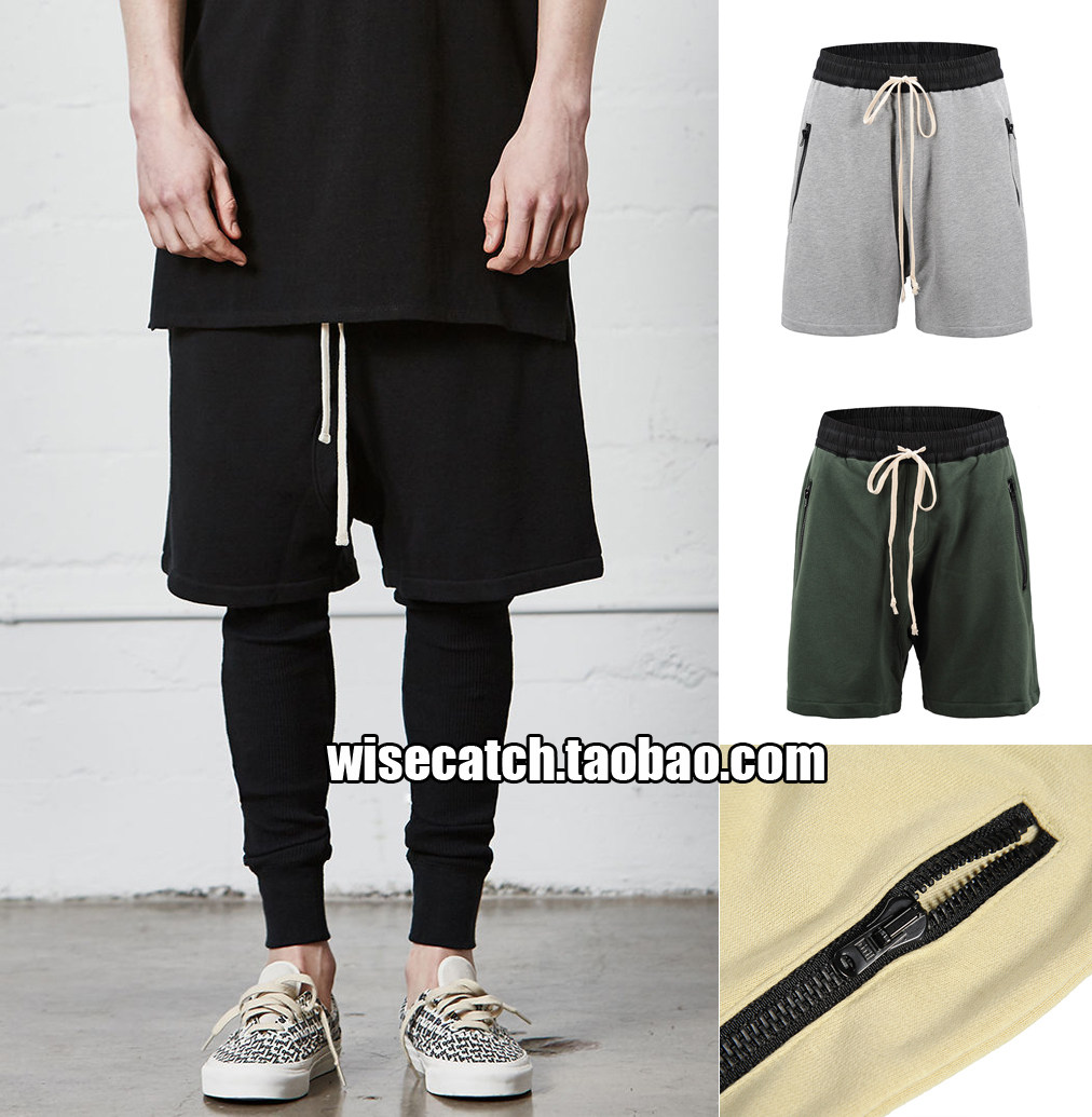 FOG Essential sweater shorts高街寬松毛圈riri黑拉鏈短褲 比伯在類目 男裝, 休閒褲中 - 來自Buy2taobao.com提供專業的淘寶代購服務