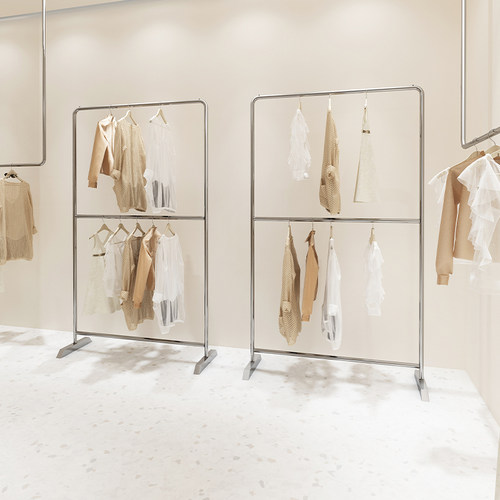 服装店双层中岛架不锈钢