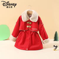 Disney迪士尼女童2023冬季新款中大童加厚加绒保暖派克服外套