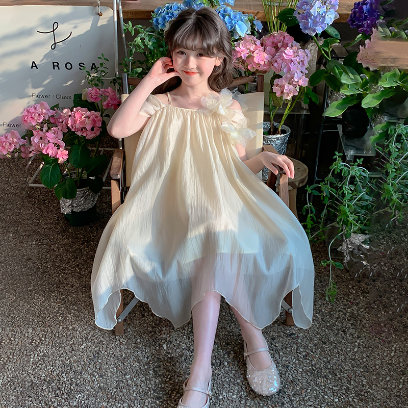 女童夏装吊带连衣裙2025新款洋气时髦中大童公主裙小女孩夏天裙子