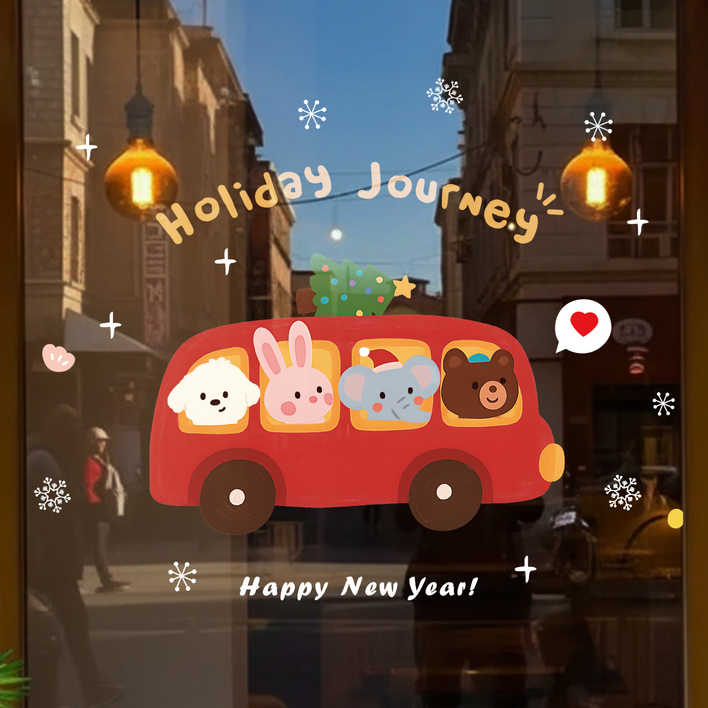 圣诞玻璃门贴【静电免胶】无气泡