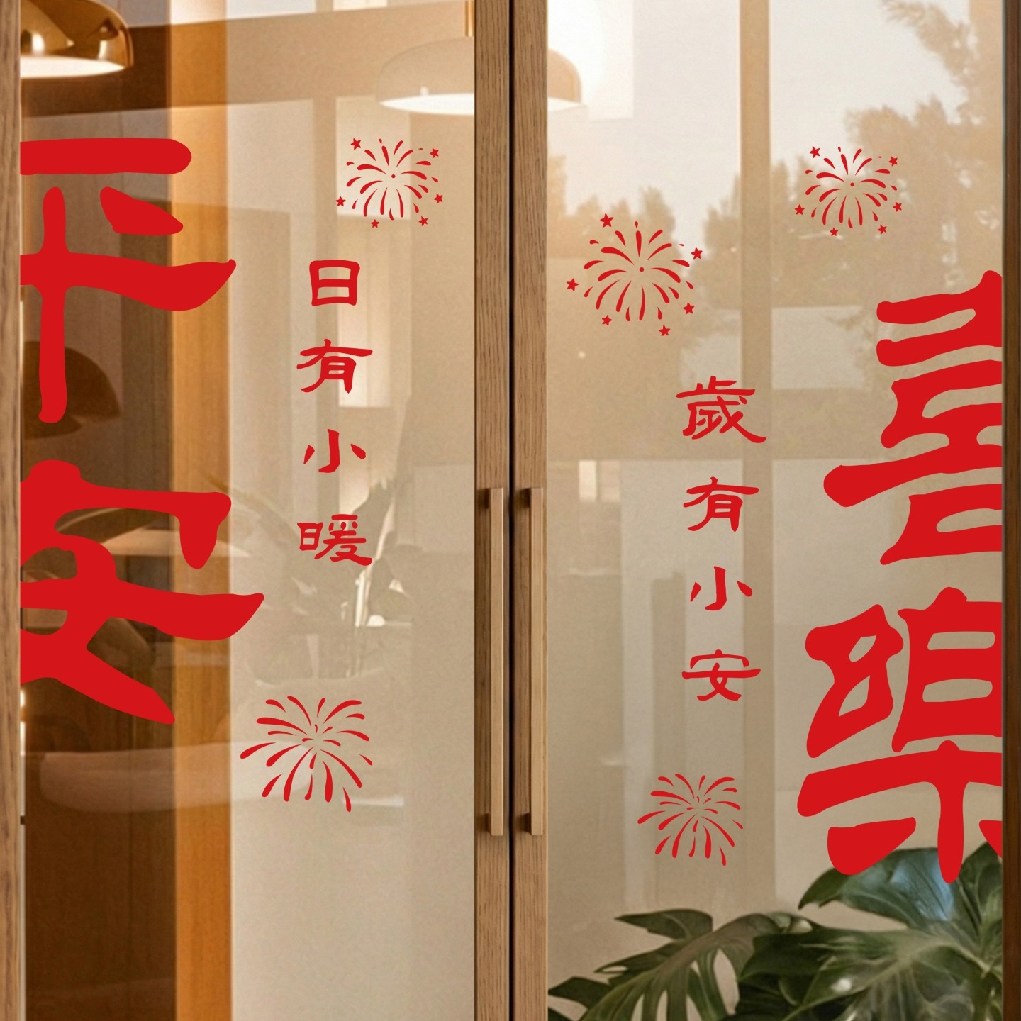 2026马年新年装饰玻璃门贴纸静电贴窗贴春节过年氛围布置窗花贴画