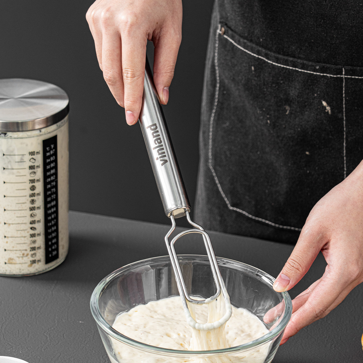 酵种搅拌棒鲁邦种酸种酵母发酵不锈钢搅面器烘焙和面打蛋手动工具