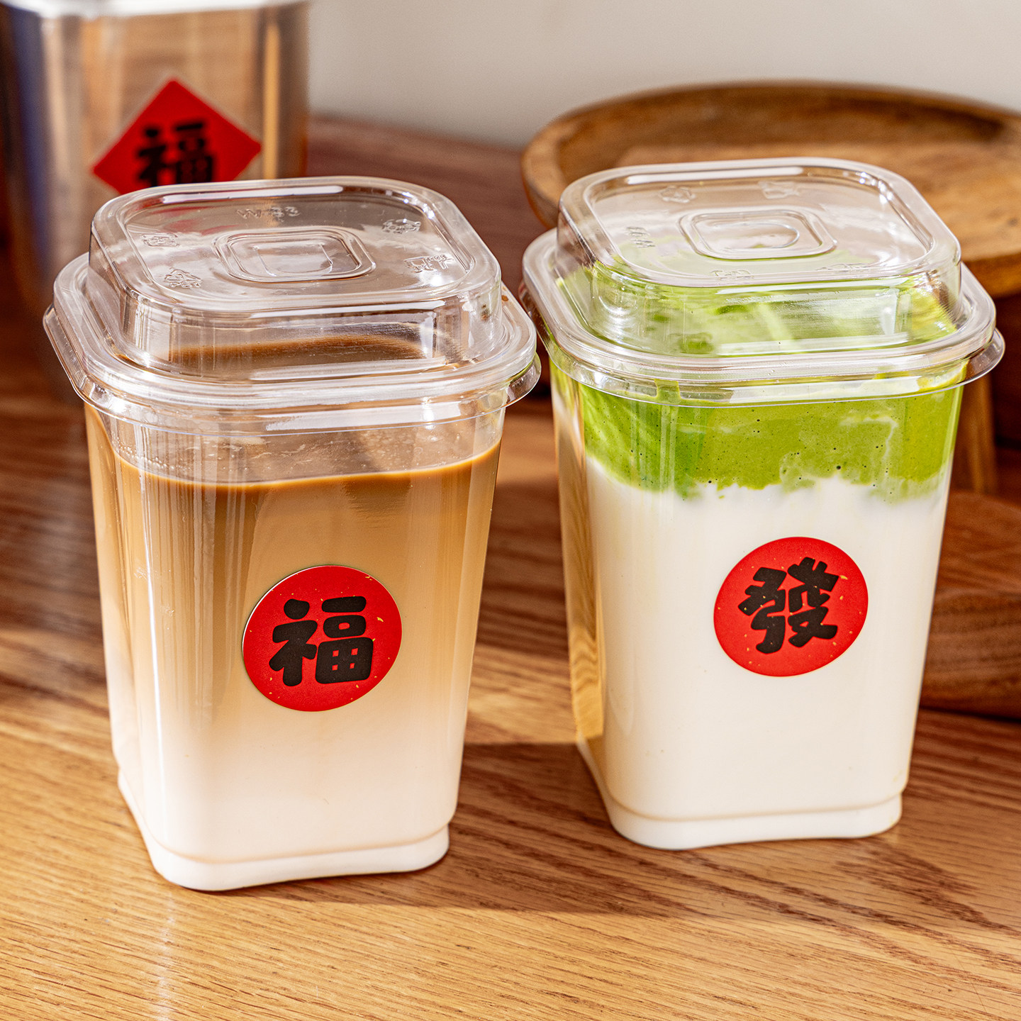 一次性咖啡杯奶茶带盖外出透明塑料杯方形食品级杯子果汁饮料携带