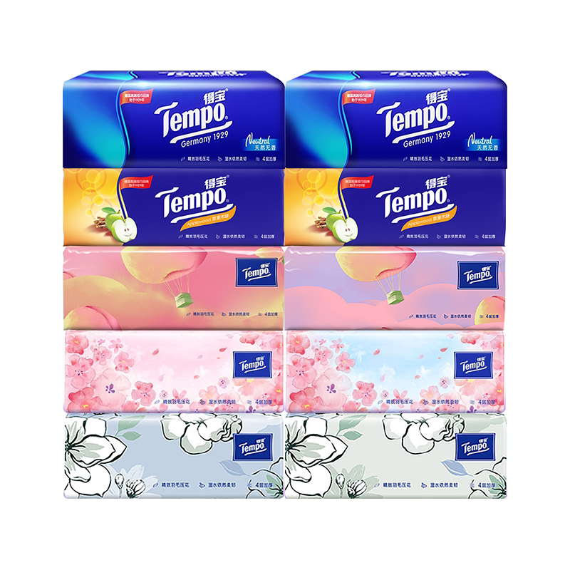 得宝tempo4层混合香味樱花抽纸