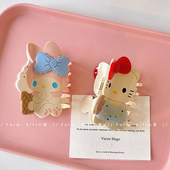 新款 醋酸拼接卡通芭蕾舞KT猫发夹高端鲨鱼kt猫可爱伴手礼送朋友