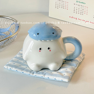 可爱杯子带盖马克杯闺蜜情侣早餐杯咖啡杯生日礼物送女生陶瓷水杯