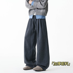 K25858 2025冬季 B315 压褶格子设计呢料百搭休闲裤 特p40控78 美式
