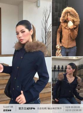 Audwyn/菲欧娜风/棉服外套女冬加厚毛领加绒收腰显瘦短款上衣棉衣