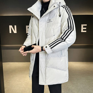 6151 男B317 P265 羽绒服男连帽加厚外套冬装 国标50白鸭绒中长款