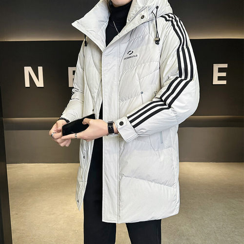 国标50白鸭绒中长款羽绒服男连帽加厚外套冬装男B317-6151-P265