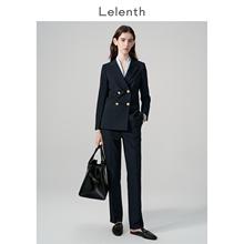 Lelenth 藏青色职业西装套装女高级感大学生面试正装通勤西服外套
