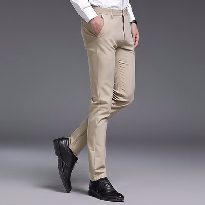 formal suit pants black Men stretch office Slim fit trousers
