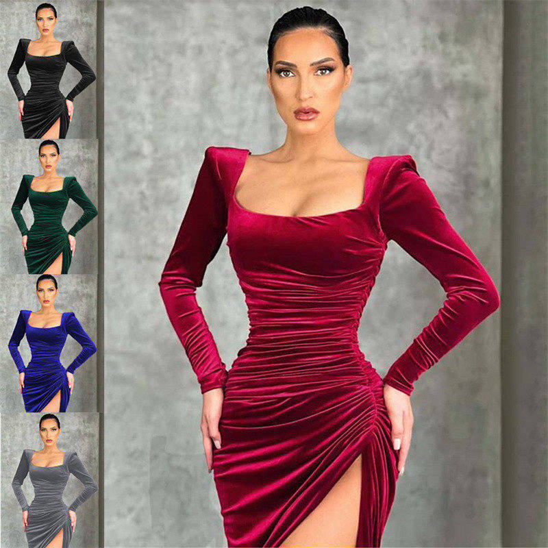 women formal dresses sexy dinner party ladies split skirt女