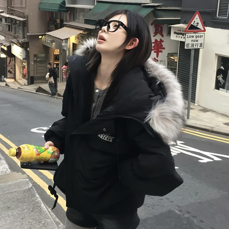 美式复古短款羽绒棉服女2025新款高级感小众工装派克服加厚冬外套