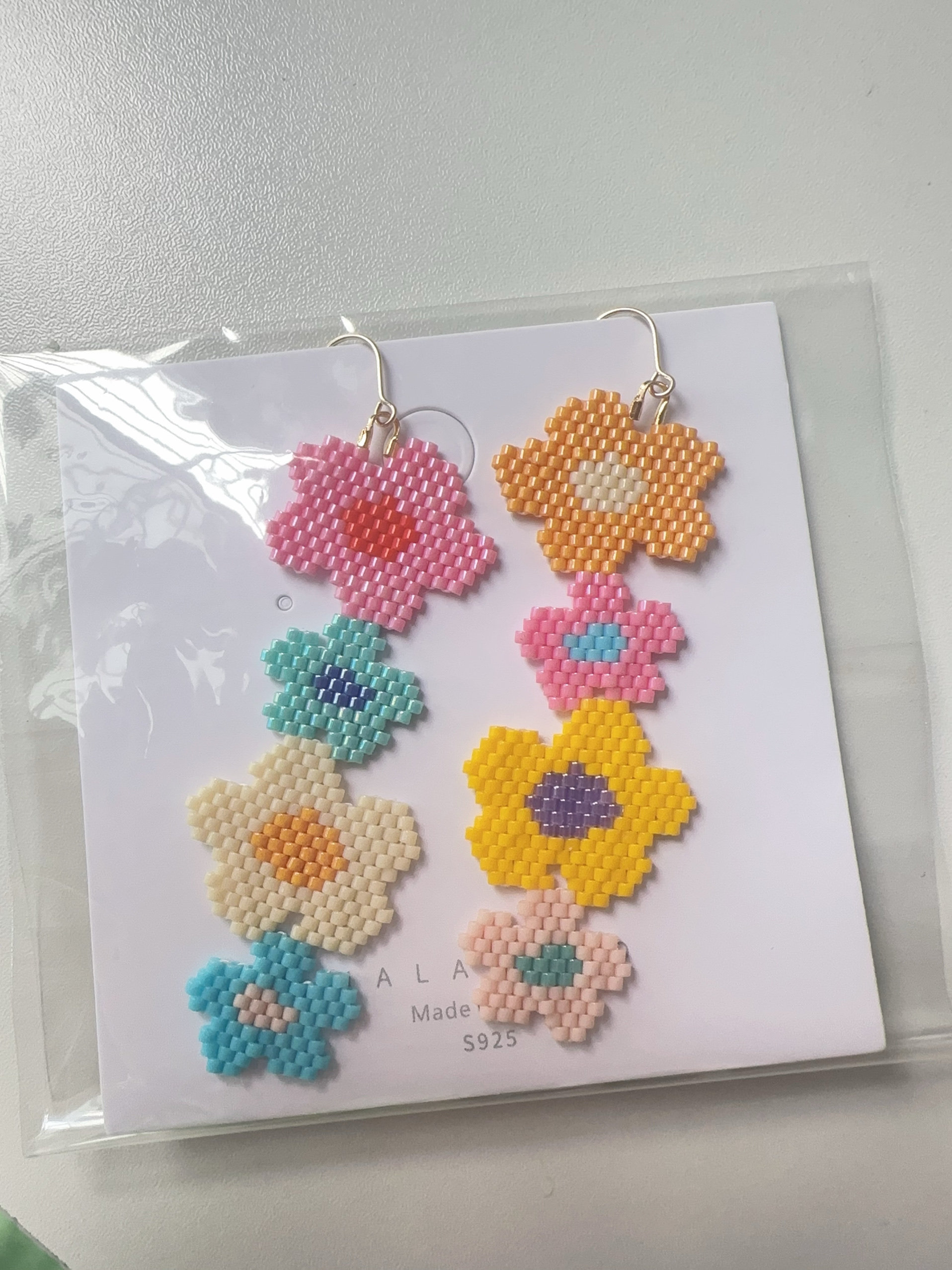 串珠花朵耳环 ins风气质女款其它饰品定制