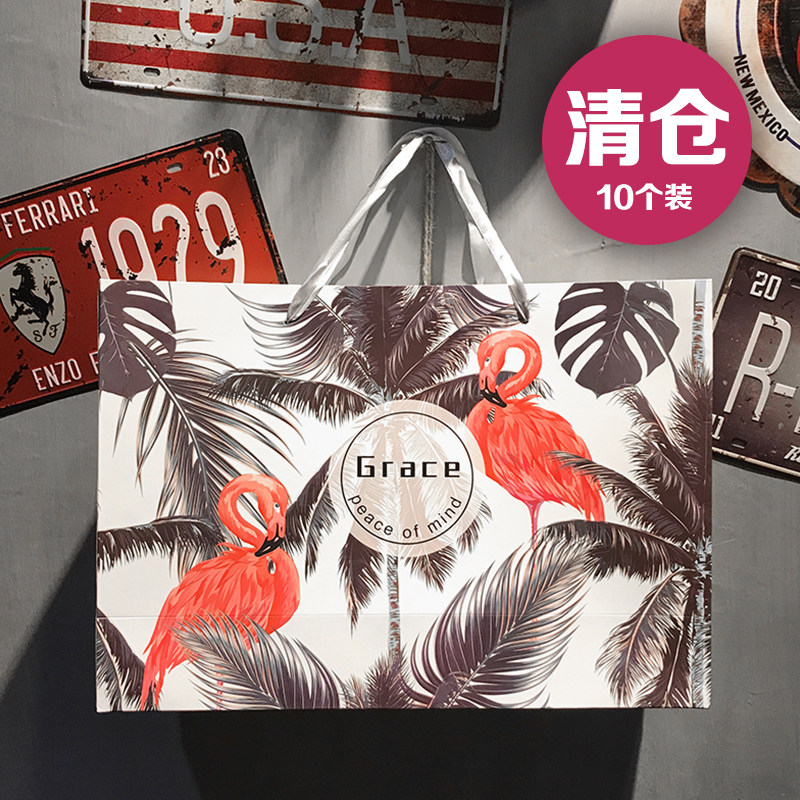 时尚火烈鸟手提袋 高档商品包装袋 礼品袋 婚庆用品袋 纸袋子包邮